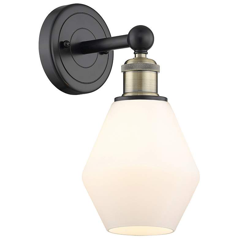 Image 1 Edison Cindyrella 12"High Black Antique Brass Sconce With Cased White