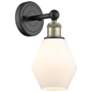 Edison Cindyrella 12"High Black Antique Brass Sconce With Cased White