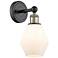 Edison Cindyrella 12"High Black Antique Brass Sconce With Cased White