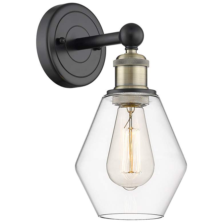 Image 1 Edison Cindyrella 12"High Black Antique Brass Sconce With Clear Shade