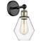 Edison Cindyrella 12"High Black Antique Brass Sconce With Clear Shade