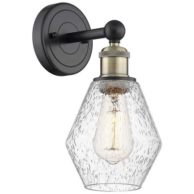 Image 1 Edison Cindyrella 12"High Black Antique Brass Sconce With Seedy Shade