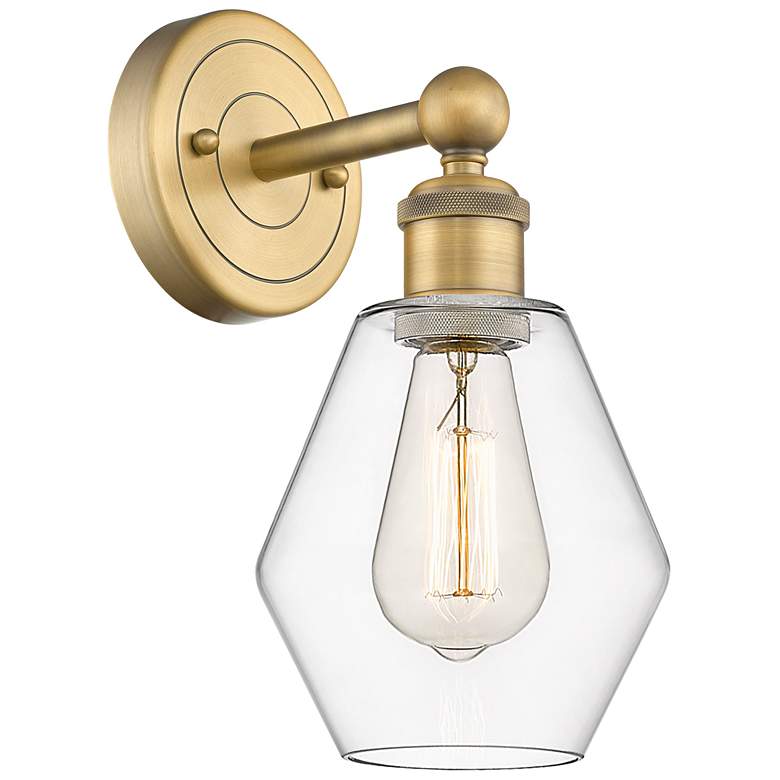 Image 1 Edison Cindyrella 12"High Brushed Brass Sconce With Clear Shade