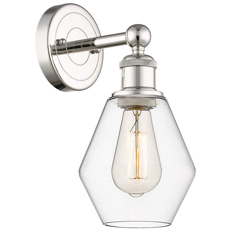 Image 1 Edison Cindyrella 12 inchHigh Polished Nickel Sconce With Clear Shade
