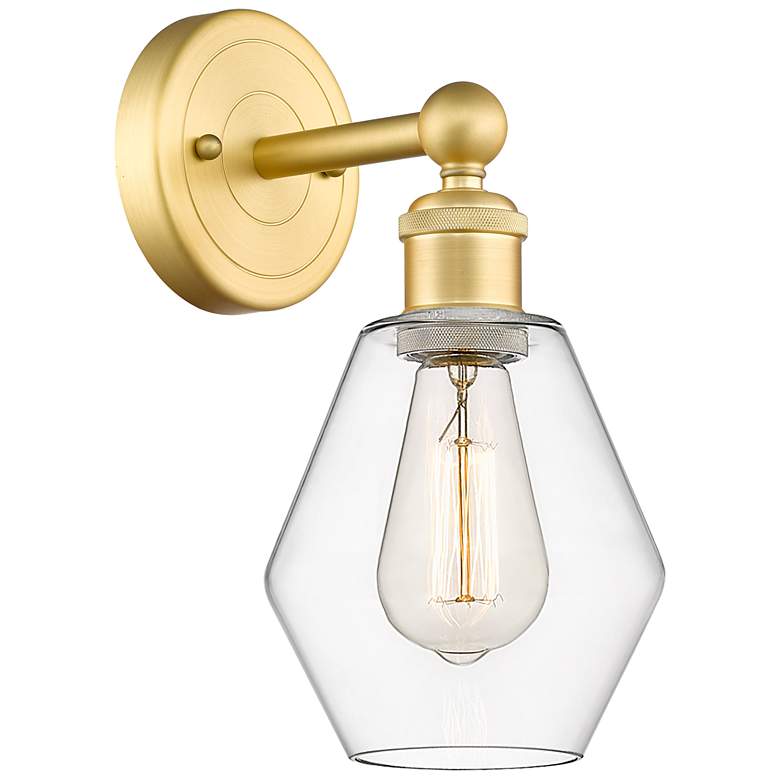 Image 1 Edison Cindyrella 12"High Satin Gold Sconce With Clear Shade