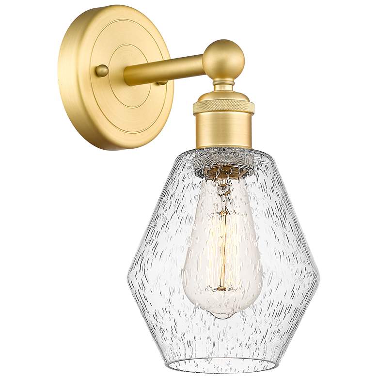 Image 1 Edison Cindyrella 12"High Satin Gold Sconce With Seedy Shade