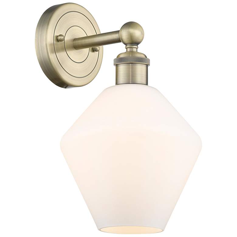Image 1 Edison Cindyrella 13.5"High Antique Brass Sconce With Cased White Shad