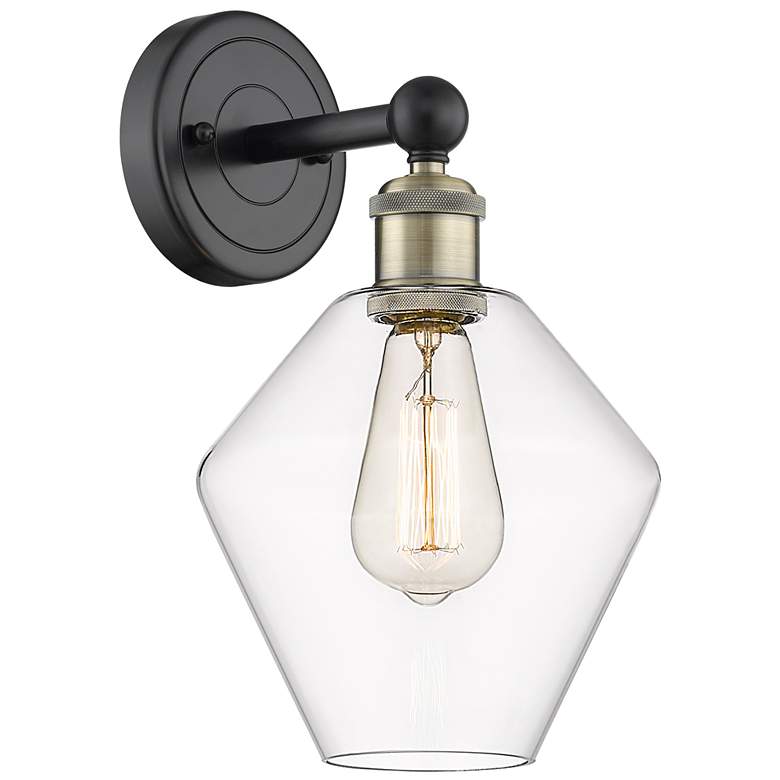Image 1 Edison Cindyrella 13.5"High Black Antique Brass Sconce With Clear Shad