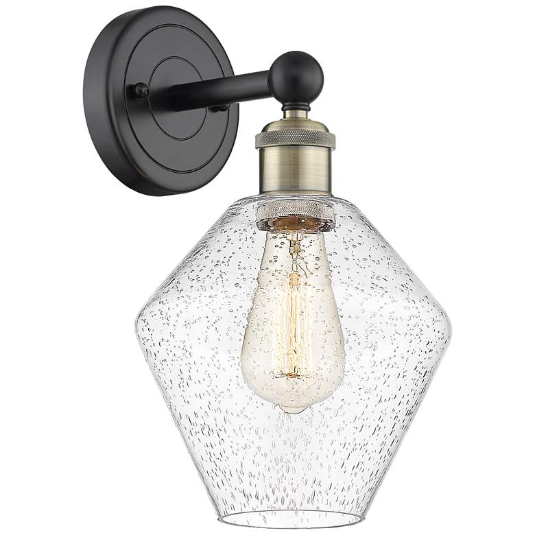 Image 1 Edison Cindyrella 13.5"High Black Antique Brass Sconce With Seedy Shad