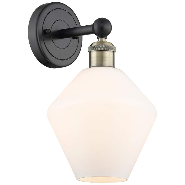 Image 1 Edison Cindyrella 13.5"High Black Brass Sconce With Cased White Shade