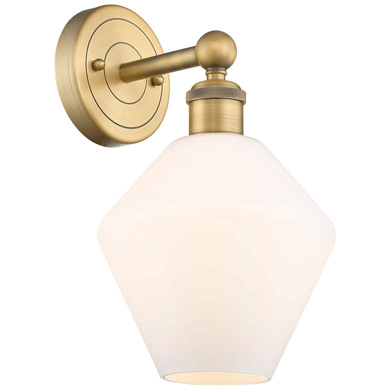 Image 1 Edison Cindyrella 13.5 inchHigh Brushed Brass Sconce With Cased White Shad