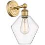 Edison Cindyrella 13.5"High Brushed Brass Sconce With Clear Shade