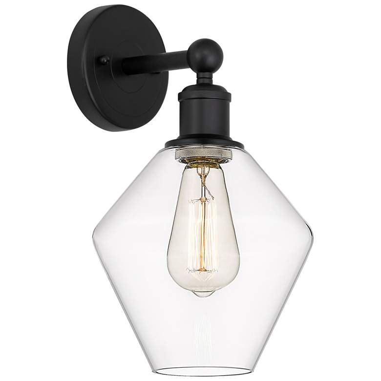 Image 1 Edison Cindyrella 13.5"High Matte Black Sconce With Clear Shade