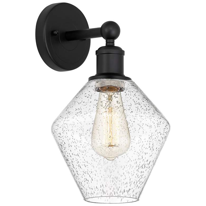 Image 1 Edison Cindyrella 13.5"High Matte Black Sconce With Seedy Shade