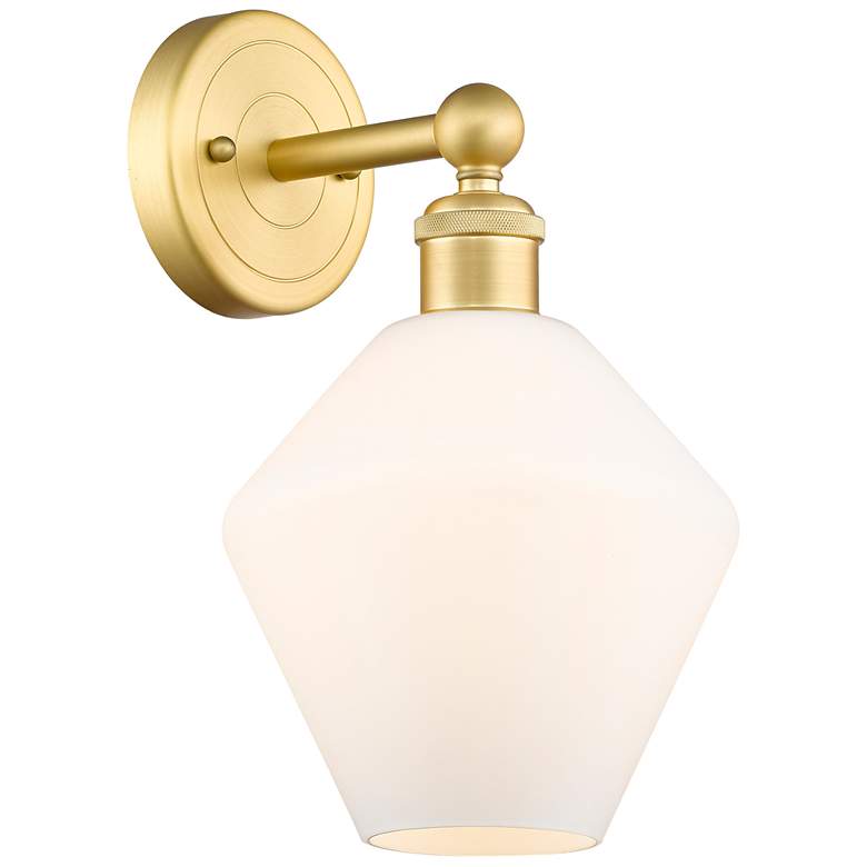 Image 1 Edison Cindyrella 13.5 inchHigh Satin Gold Sconce With Cased Matte White S