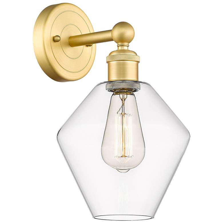Image 1 Edison Cindyrella 13.5"High Satin Gold Sconce With Clear Shade