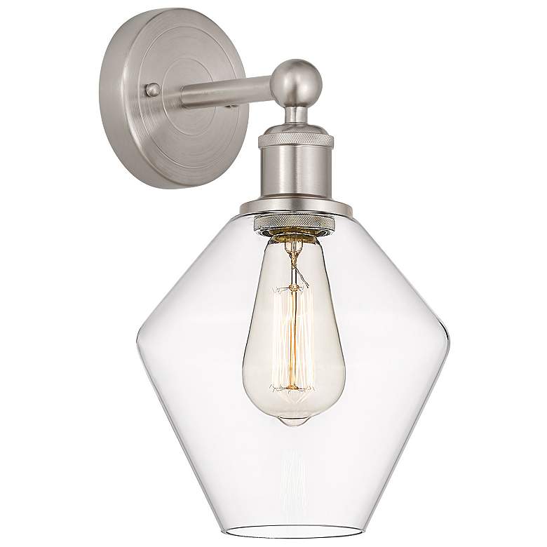 Image 1 Edison Cindyrella 13.5"High Satin Nickel Sconce With Clear Shade