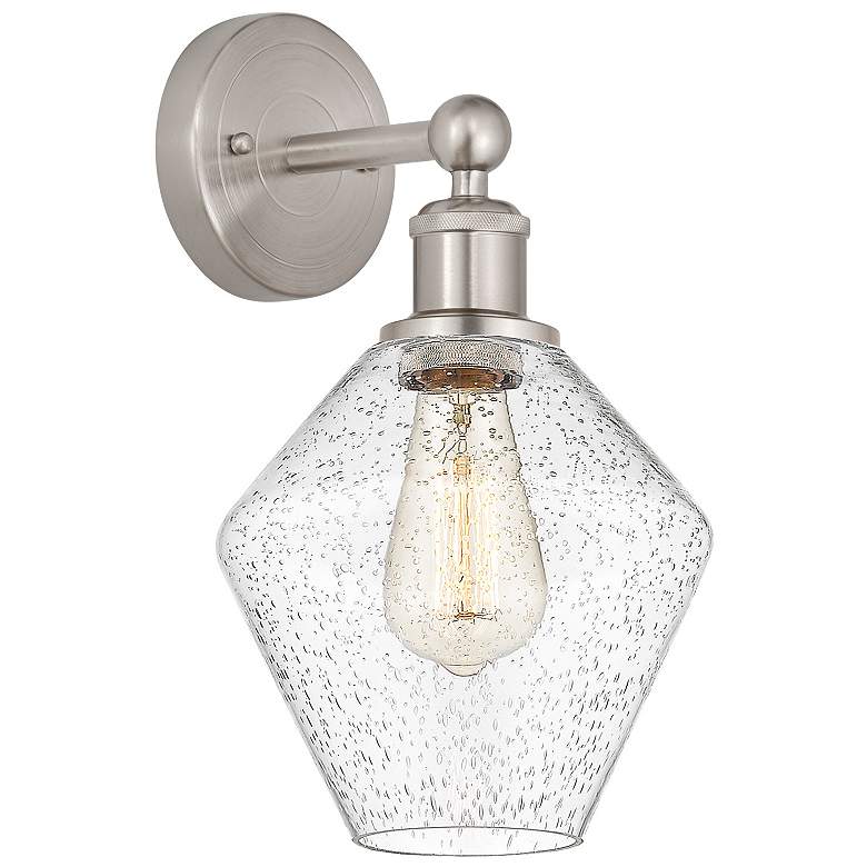 Image 1 Edison Cindyrella 13.5"High Satin Nickel Sconce With Seedy Shade