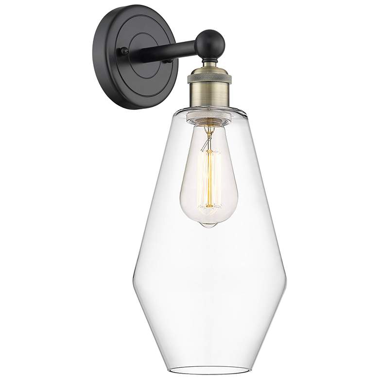 Image 1 Edison Cindyrella 16.5"High Black Antique Brass Sconce With Clear Shad