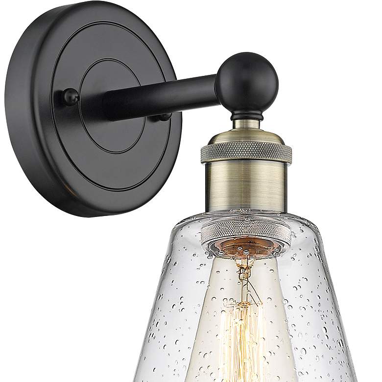 Image 2 Edison Cindyrella 16.5"High Black Antique Brass Sconce With Seedy Shad more views