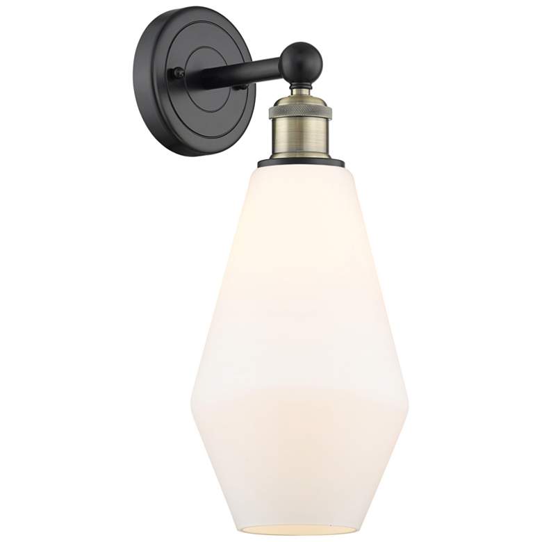 Image 1 Edison Cindyrella 16.5 inchHigh Black Brass Sconce With Cased White Shade
