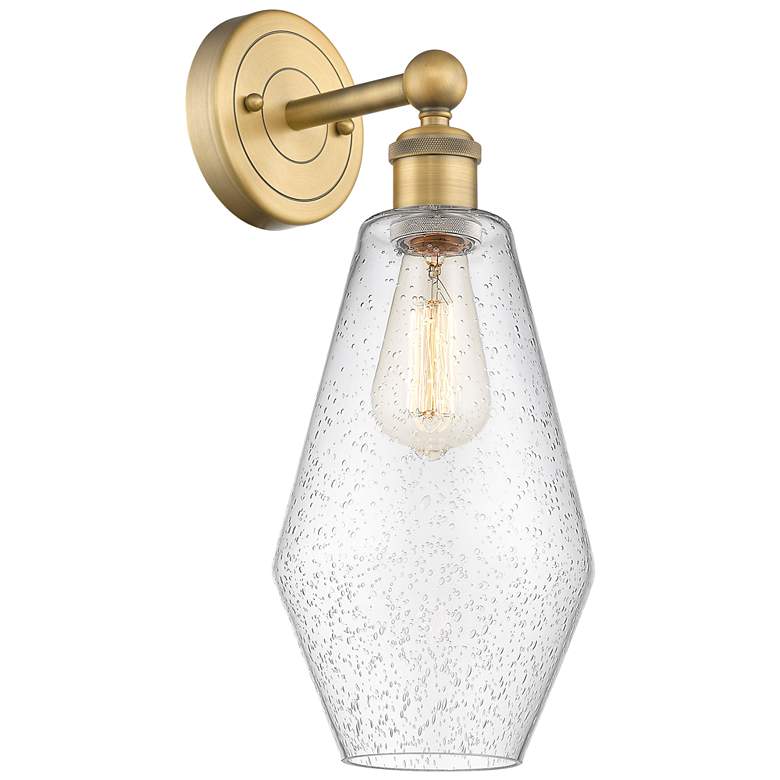 Image 1 Edison Cindyrella 16.5 inchHigh Brushed Brass Sconce With Seedy Shade