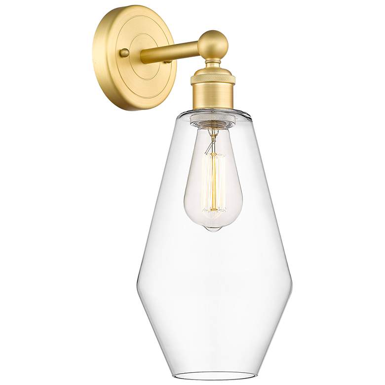 Image 1 Edison Cindyrella 16.5 inchHigh Satin Gold Sconce With Clear Shade