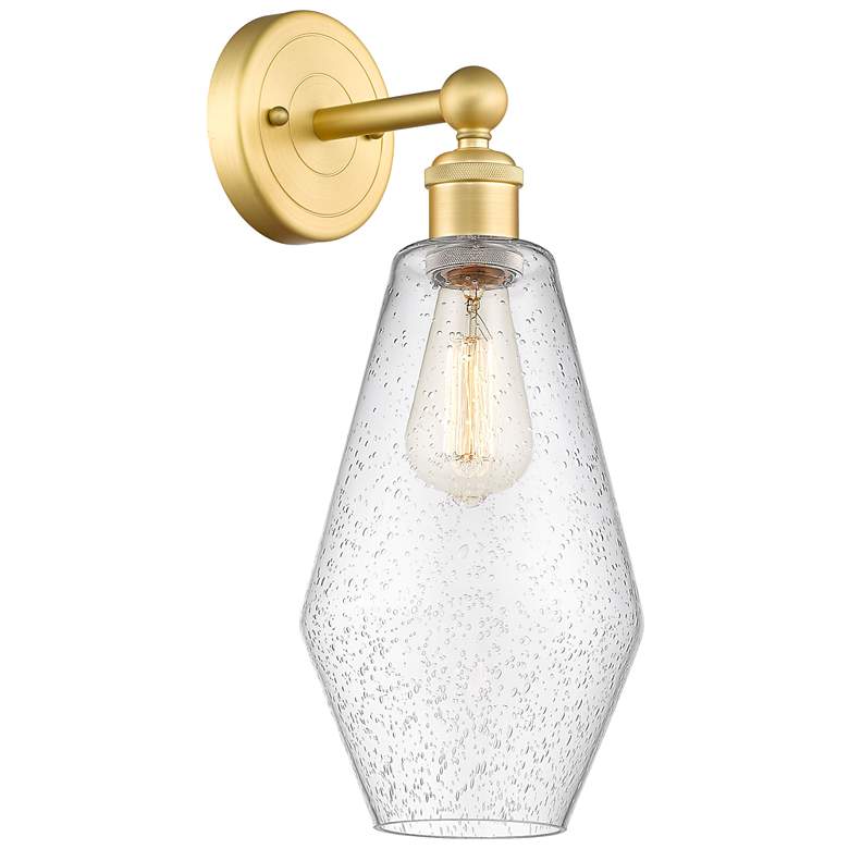 Image 1 Edison Cindyrella 16.5"High Satin Gold Sconce With Seedy Shade