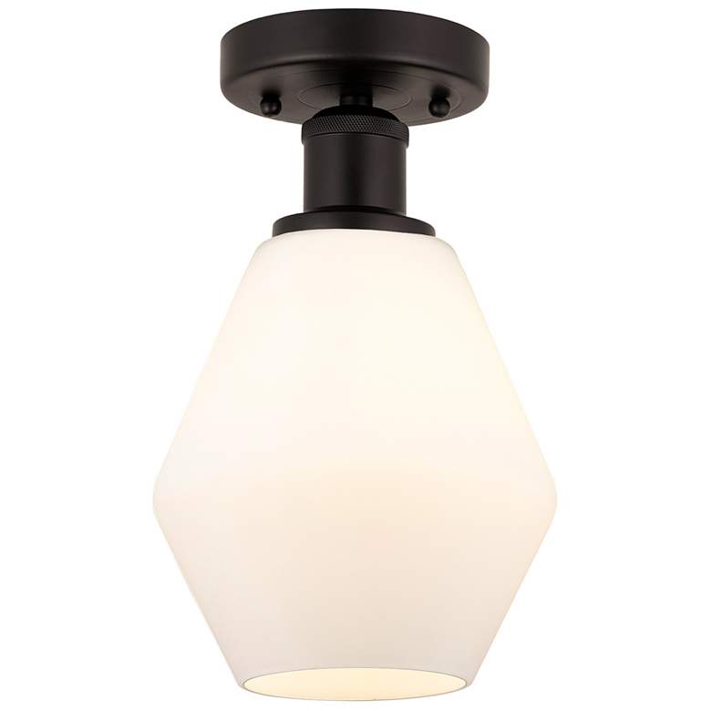 Image 1 Edison Cindyrella 6" Bronze Semi Flush Mount w/ Cased White Shade