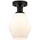 Edison Cindyrella 6" Bronze Semi Flush Mount w/ Cased White Shade