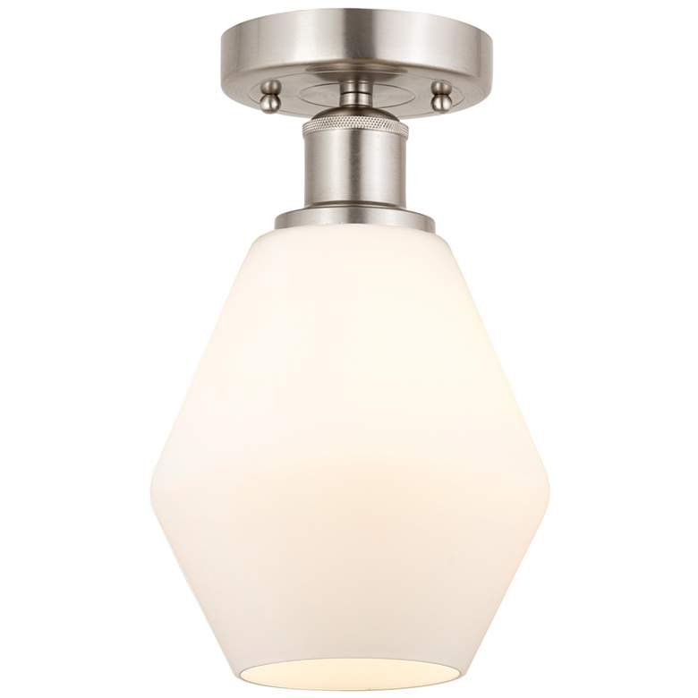 Image 1 Edison Cindyrella 6" Brushed Nickel Semi Flush Mount w/ Cased White Sh