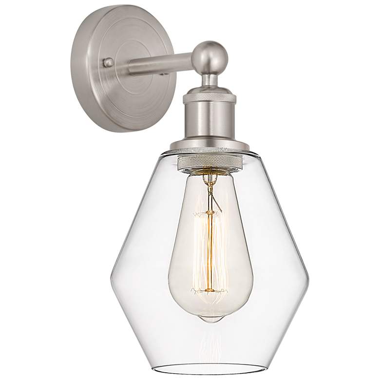 Image 1 Edison Cindyrella 6" Brushed Satin Nickel Sconce w/ Clear Shade
