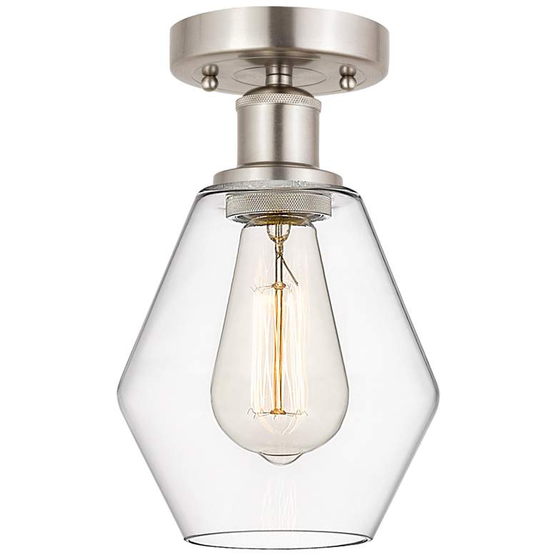 Image 1 Edison Cindyrella 6" Brushed Satin Nickel Semi Flush Mount w/ Clear Sh