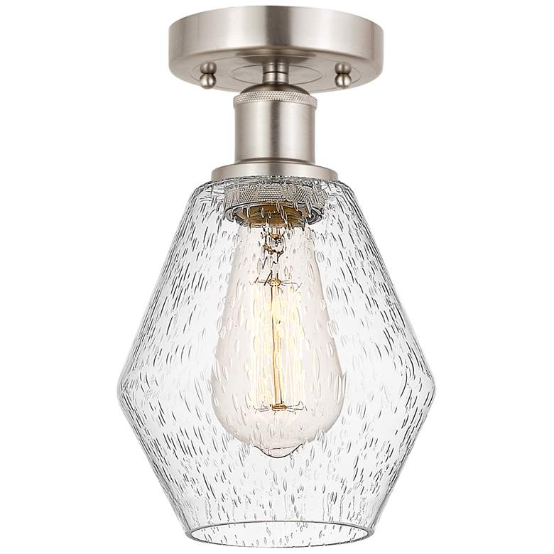 Image 1 Edison Cindyrella 6" Brushed Satin Nickel Semi Flush Mount w/ Seedy Sh