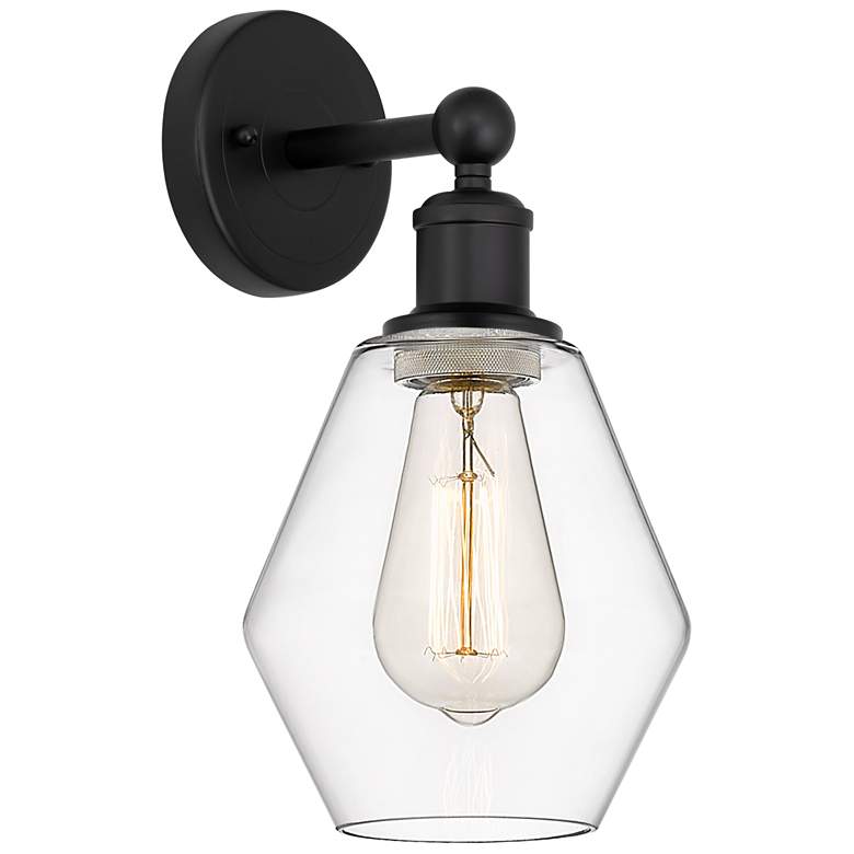 Image 1 Edison Cindyrella 6" Matte Black Sconce w/ Clear Shade