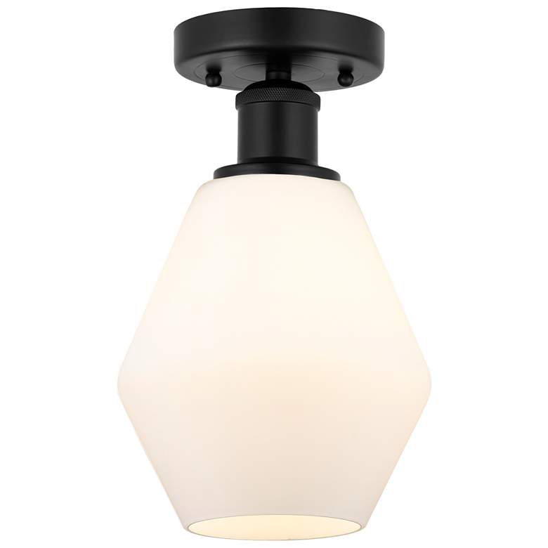 Image 1 Edison Cindyrella 6" Matte Black Semi Flush Mount w/ Cased White Shade