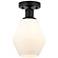 Edison Cindyrella 6" Matte Black Semi Flush Mount w/ Cased White Shade