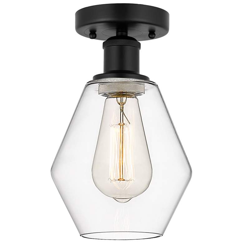 Image 1 Edison Cindyrella 6" Matte Black Semi Flush Mount w/ Clear Shade