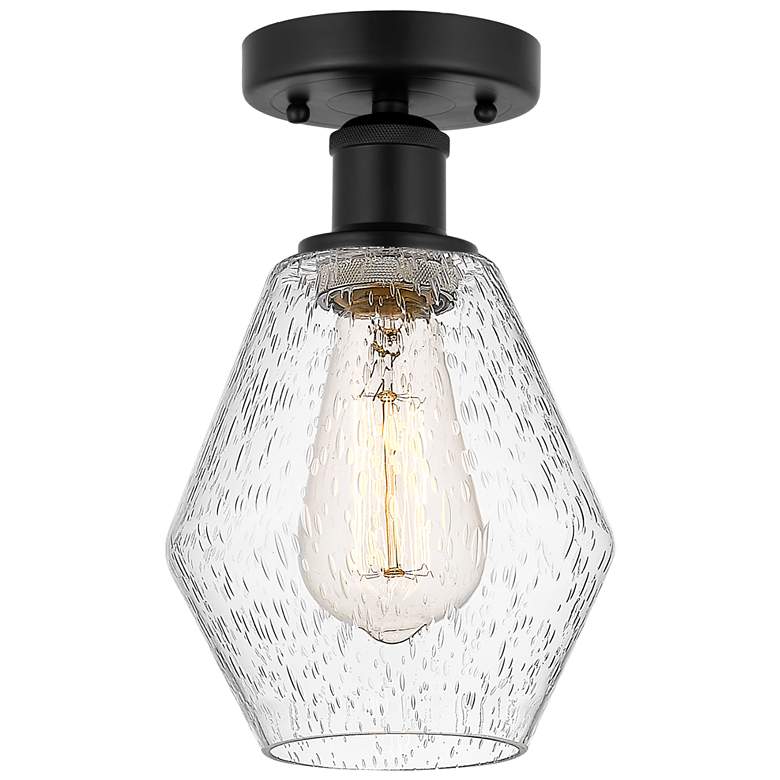 Image 1 Edison Cindyrella 6" Matte Black Semi Flush Mount w/ Seedy Shade