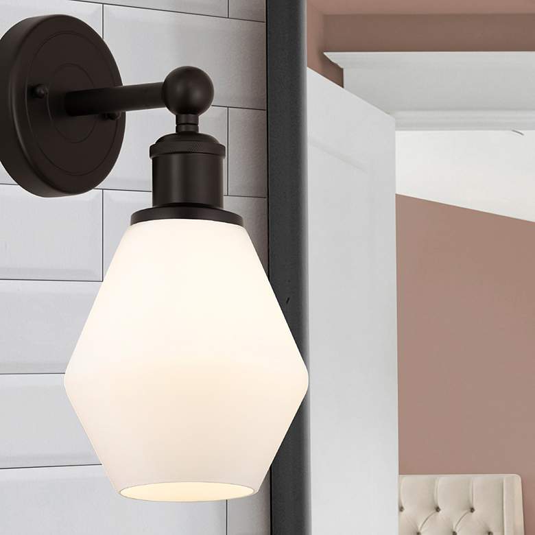 Image 1 Edison Cindyrella 6" Oil Rubbed Bronze Sconce w/ Cased Matte White Sha