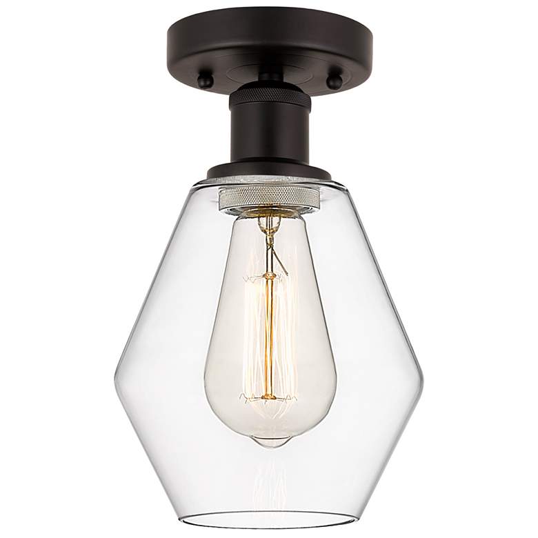 Image 1 Edison Cindyrella 6" Oil Rubbed Bronze Semi Flush Mount w/ Clear Shade