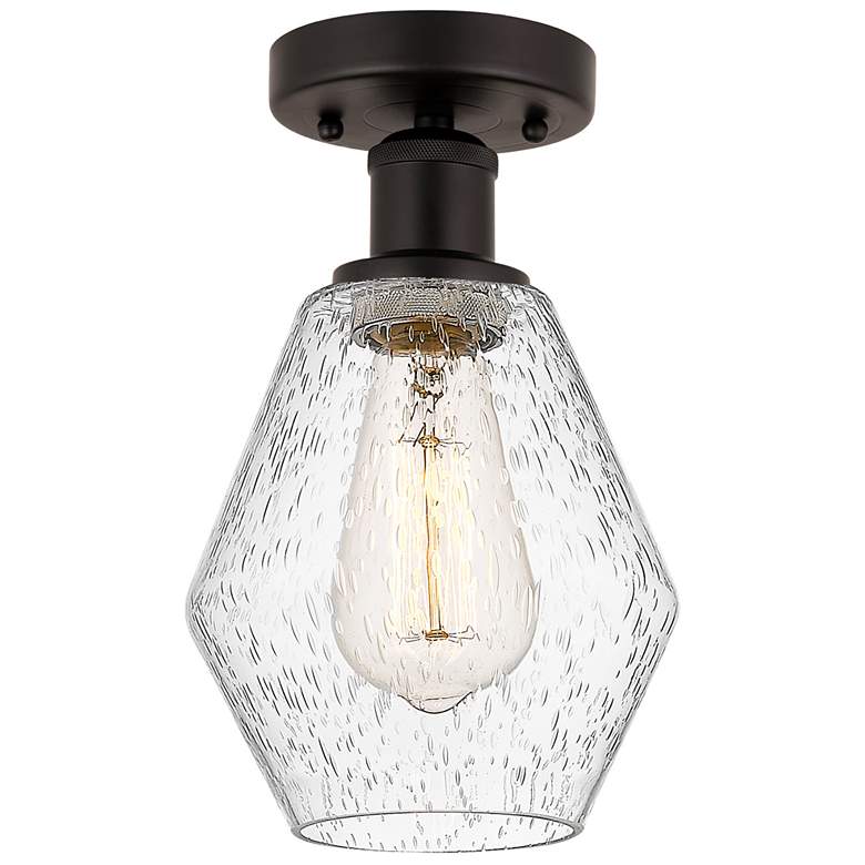 Image 1 Edison Cindyrella 6" Oil Rubbed Bronze Semi Flush Mount w/ Seedy Shade