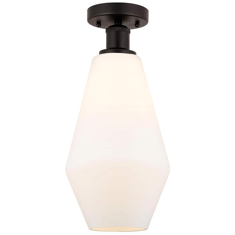 Image 1 Edison Cindyrella 7" Bronze Semi Flush Mount w/ Cased White Shade