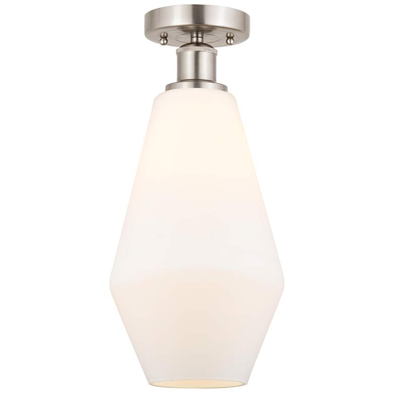 Image 1 Edison Cindyrella 7" Brushed Nickel Semi Flush Mount w/ Cased White Sh
