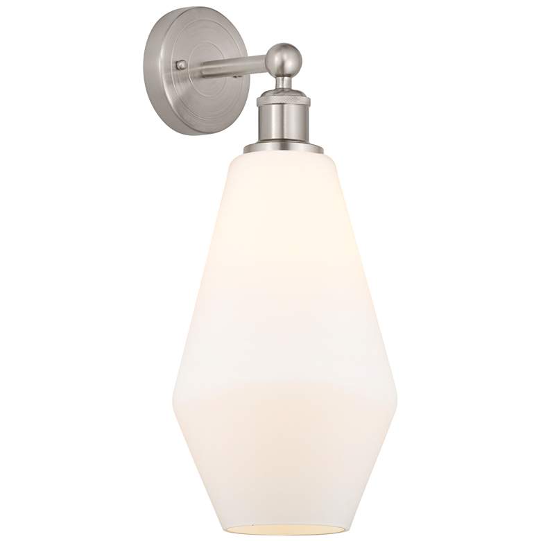 Image 1 Edison Cindyrella 7" Brushed Satin Nickel Sconce w/ Cased Matte White