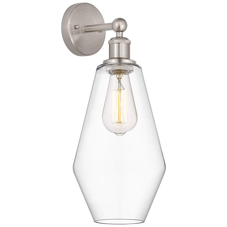 Image 1 Edison Cindyrella 7" Brushed Satin Nickel Sconce w/ Clear Shade