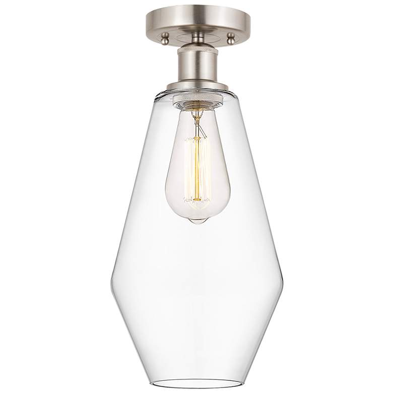 Image 1 Edison Cindyrella 7" Brushed Satin Nickel Semi Flush Mount w/ Clear Sh