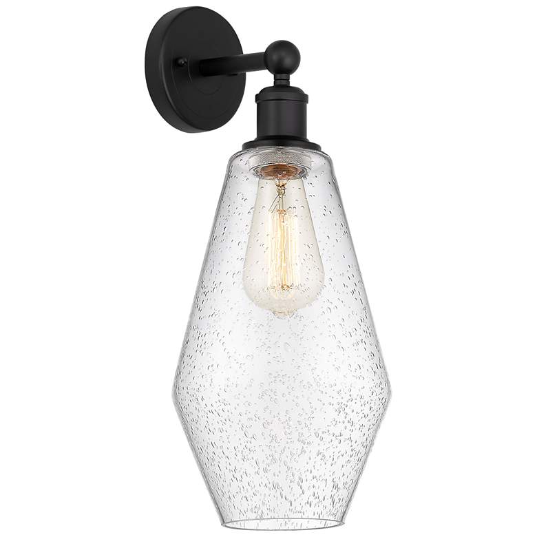 Image 1 Edison Cindyrella 7" Matte Black Sconce w/ Seedy Shade