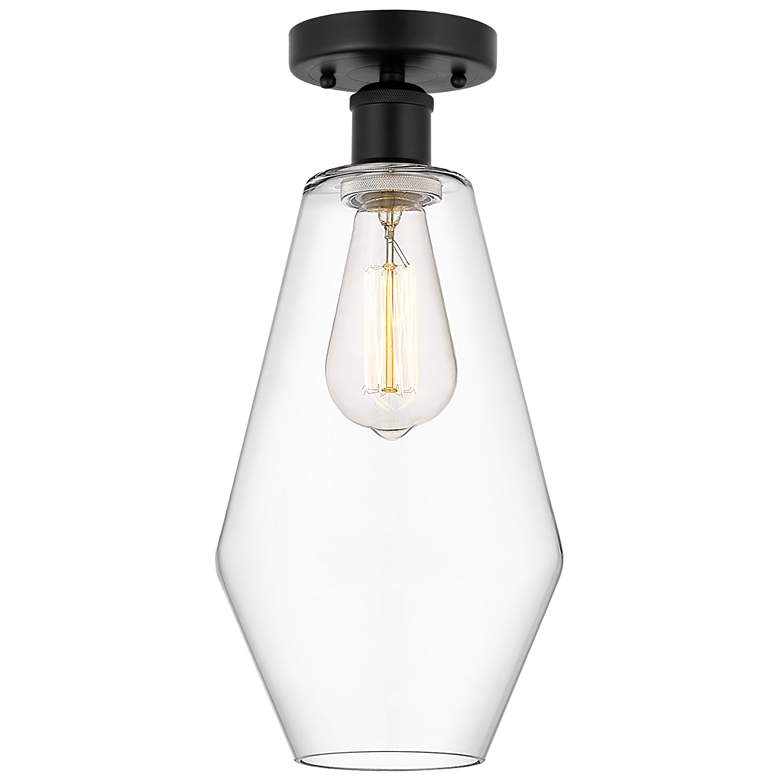 Image 1 Edison Cindyrella 7" Matte Black Semi Flush Mount w/ Clear Shade