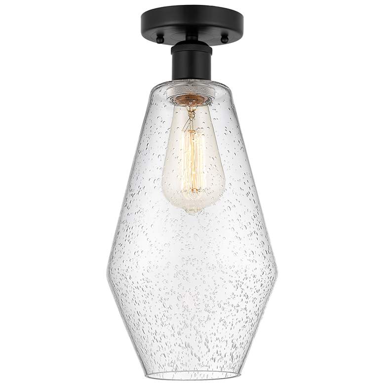 Image 1 Edison Cindyrella 7" Matte Black Semi Flush Mount w/ Seedy Shade